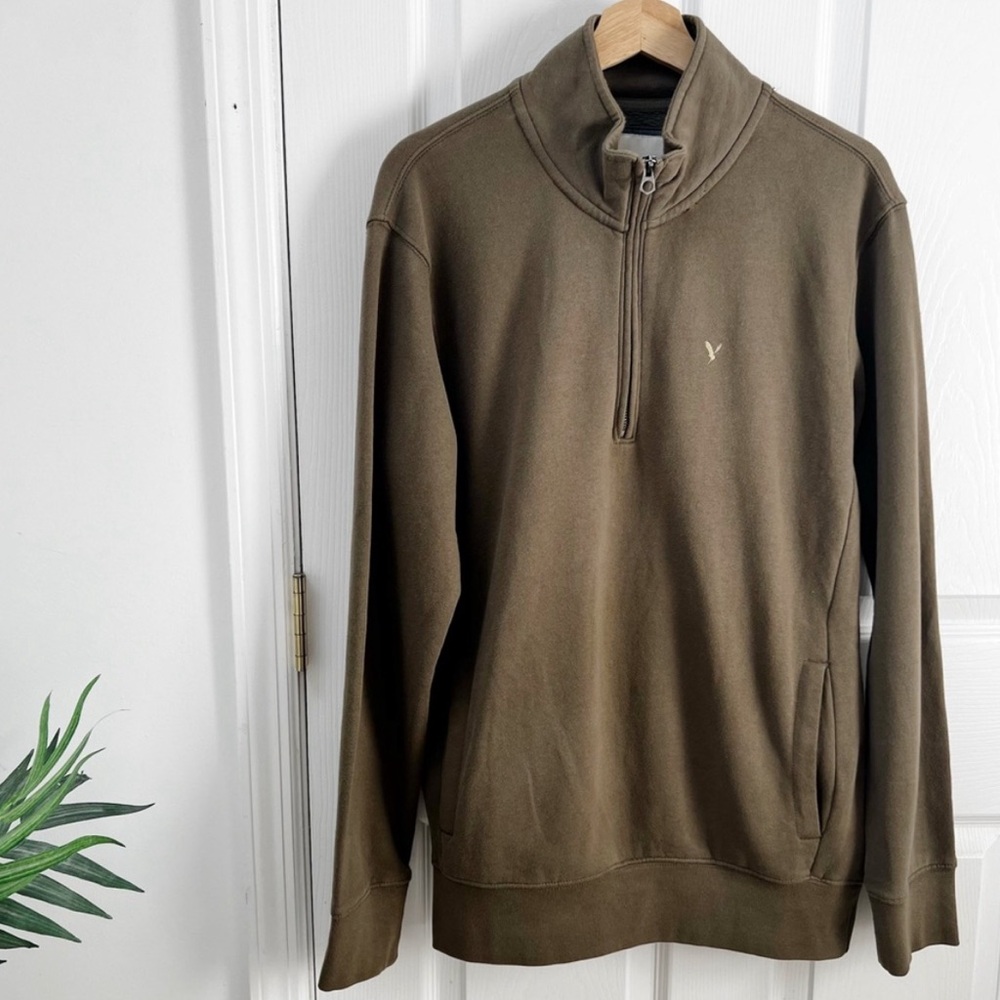 American Eagle Fleece Quarter Zip-up Super Soft Sweatshirt in Green
